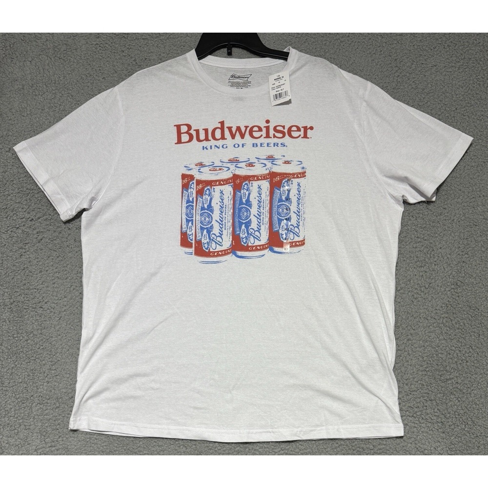Budweiser Six Pack Beer Print T Shirt Mens Size XLT NEW